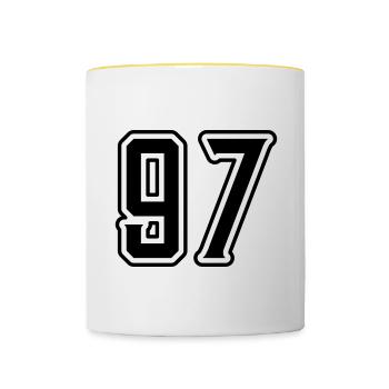 97 Number Symbol - Contrasting Mug - white/yellow - Front