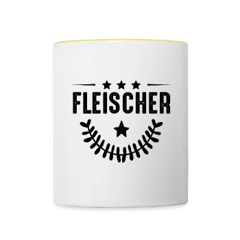 Métier de boucher - Mug contrasté - blanc/jaune - Devant
