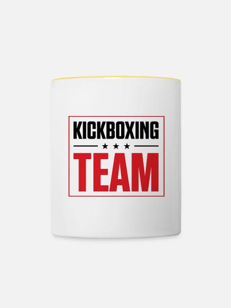 Kickboxing Team - Tasse zweifarbig - Weiß/Gelb