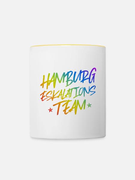 Hamburg Eskalation - Tasse zweifarbig - Weiß/Gelb