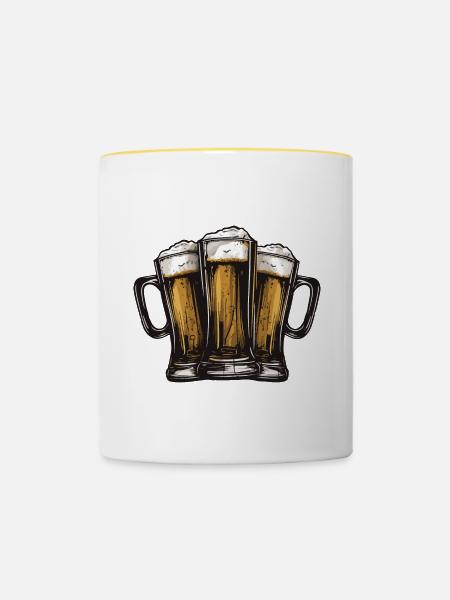 Bier Anstoßen Party - Tasse zweifarbig - Weiß/Gelb