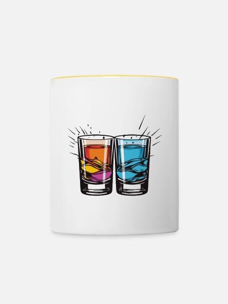 Tequila Glas - Tasse zweifarbig - Weiß/Gelb