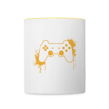 CONTROLLER RETRO in yellow - Contrasting Mug - white/yellow - Front