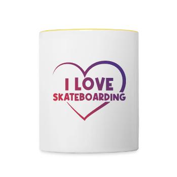Ich Liebe Skateboard - Tasse zweifarbig - Weiß/Gelb - Vorne