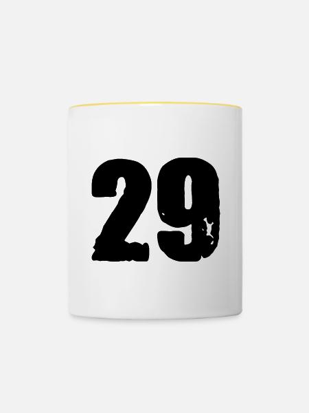 29 Zahl Trikot - Tasse zweifarbig - Weiß/Gelb