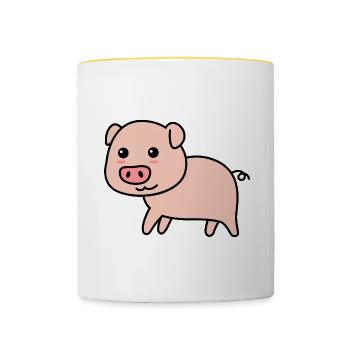 Pig Comic Animal - Contrasting Mug - white/yellow - Front