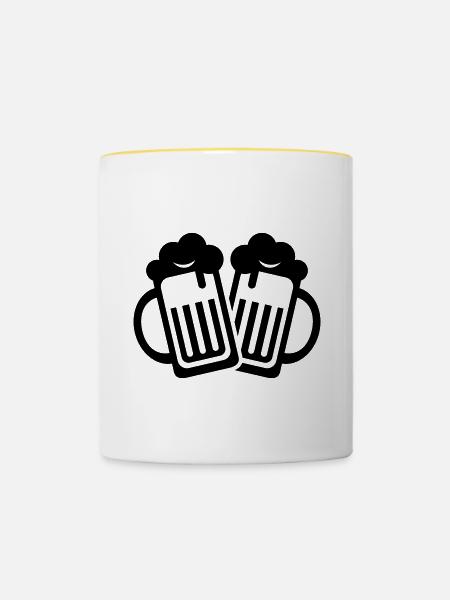 Bierglas Symbol - Tasse zweifarbig - Weiß/Gelb