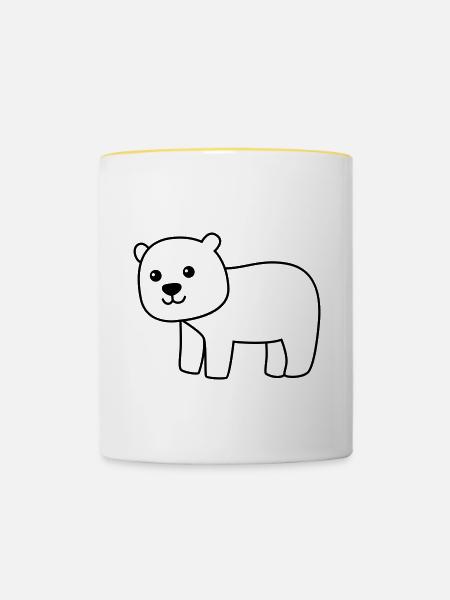 Eisbär Comic Tier - Tasse zweifarbig - Weiß/Gelb