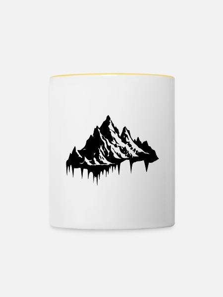 Berg Silhouette - Tasse zweifarbig - Weiß/Gelb