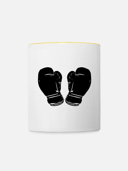 Boxhandschuhe Symbol Boxen Sport - Tasse zweifarbig - Weiß/Gelb