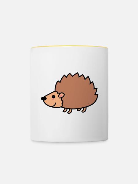 Igel Comic Tier - Tasse zweifarbig - Weiß/Gelb