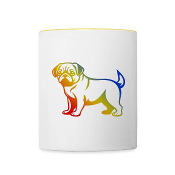 Pug Dog - Contrasting Mug - white/yellow - Front