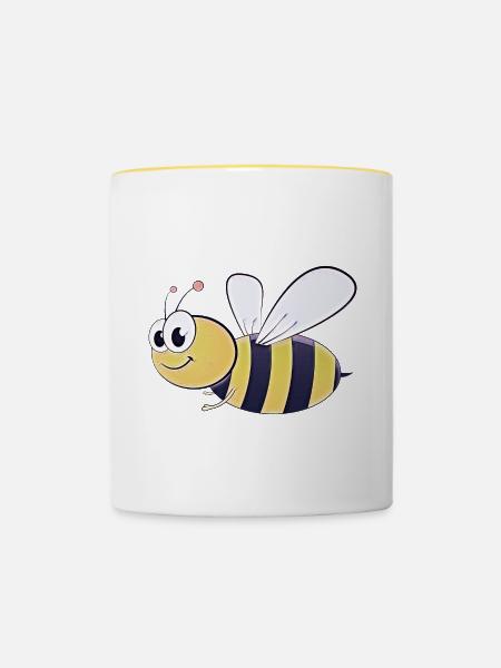 Lustige Biene - Tasse zweifarbig - Weiß/Gelb