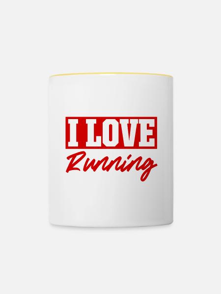Ich liebe Rennen - Tasse zweifarbig - Weiß/Gelb