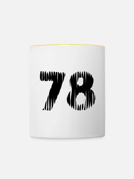 78 Zahl Trikot - Tasse zweifarbig - Weiß/Gelb