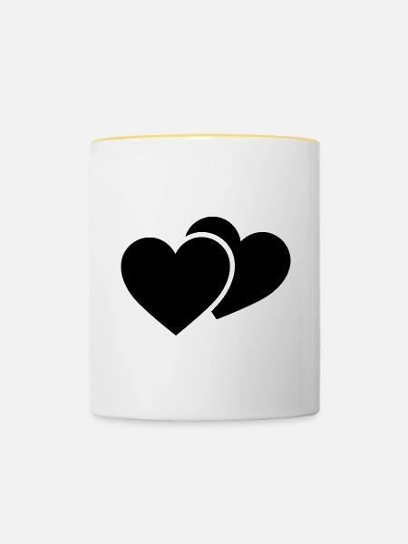 Herzen Symbol - Tasse zweifarbig - Weiß/Gelb