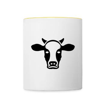 Cow Head Symbol - Contrasting Mug - white/yellow - Front