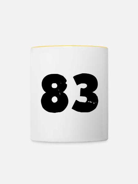 83 Zahl - Tasse zweifarbig - Weiß/Gelb