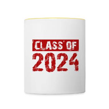 Class of 2024 - Schule Abitur Schüler Klasse Kind - Tasse zweifarbig - Weiß/Gelb - Vorne