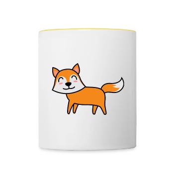 Fuchs Comic Tier - Tasse zweifarbig - Weiß/Gelb - Vorne