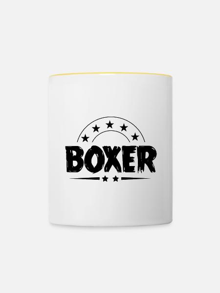 Boxer Boxen Sport - Tasse zweifarbig - Weiß/Gelb