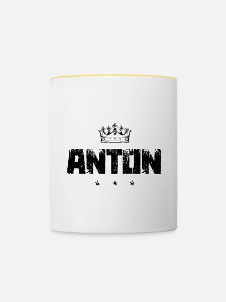 Anton - Tasse zweifarbig - Weiß/Gelb