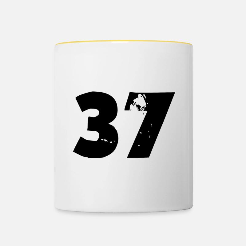 37 number - Contrasting Mug - white/yellow