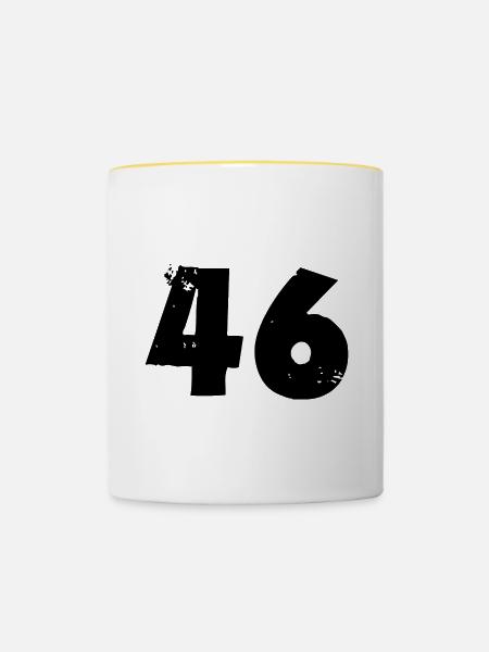 46 Zahl - Tasse zweifarbig - Weiß/Gelb