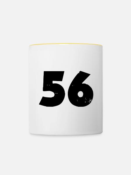 56 Zahl - Tasse zweifarbig - Weiß/Gelb