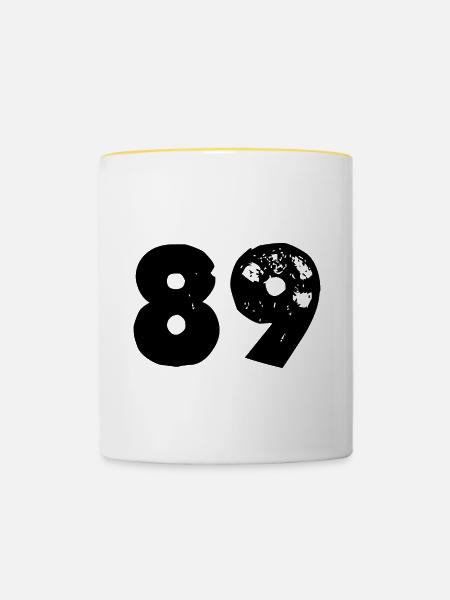 89 Zahl - Tasse zweifarbig - Weiß/Gelb