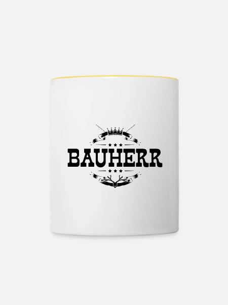 Bauherr Haus Bau - Tasse zweifarbig - Weiß/Gelb