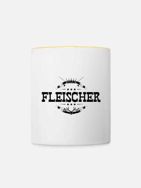 Fleischer Beruf - Tasse zweifarbig - Weiß/Gelb