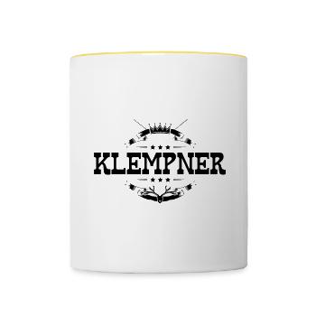 Klempner Beruf - Tasse zweifarbig - Weiß/Gelb - Vorne