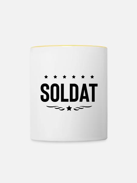 Soldat Beruf - Tasse zweifarbig - Weiß/Gelb