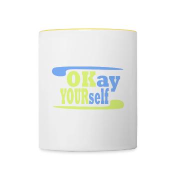 Okay Yourself 2 - Contrasting Mug - white/yellow - Front