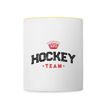 Équipe de hockey - Mug contrasté - blanc/jaune - Devant