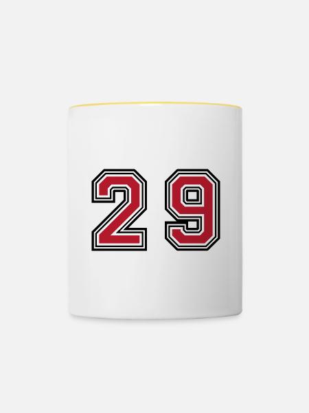 29 Zahl symbol - Tasse zweifarbig - Weiß/Gelb
