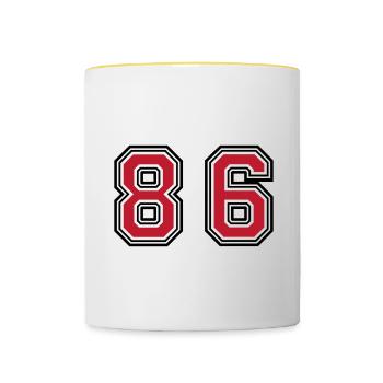 86 Number Symbol - Contrasting Mug - white/yellow - Front