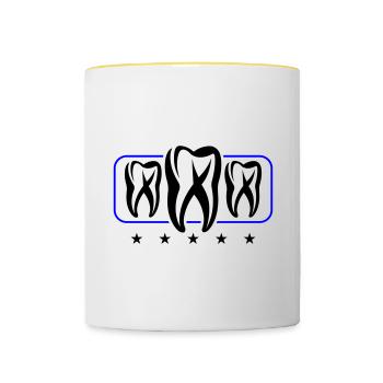 Icône de dentiste dentaire - Mug contrasté - blanc/jaune - Devant