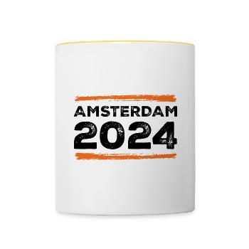 Devis Amsterdam 2024 - Mug contrasté - blanc/jaune - Devant