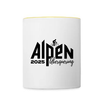 Alpenüberquerung Alpen Überquerung 2025 Rad - Tasse zweifarbig - Weiß/Gelb - Vorne