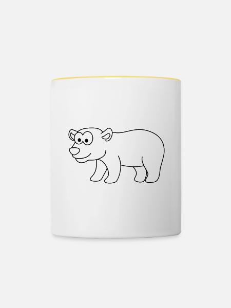 Eisbär Comic Tier - Tasse zweifarbig - Weiß/Gelb
