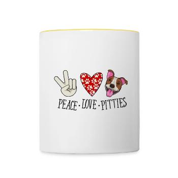 Frieden Liebe Pitbulls - Hunde Besitzer Herrchen - Tasse zweifarbig - Weiß/Gelb - Vorne