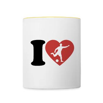 I Love Soccer - Heart - Hobby - Contrasting Mug - white/yellow - Front