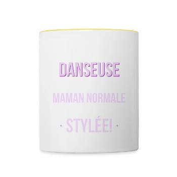 maman DANSEUSE - Mug contrasté - blanc/jaune - Devant