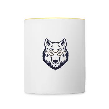 Grandma Wolf White Direwolf Glasses Gift - Contrasting Mug - white/yellow - Front