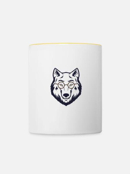 Grandma Wolf White Direwolf Glasses Gift - Contrasting Mug - white/yellow