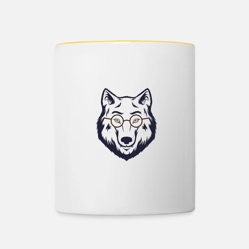 Grandma Wolf White Direwolf Glasses Gift - Contrasting Mug - white/yellow