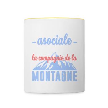 La compagnie de la montagne - Mug contrasté - blanc/jaune - Devant