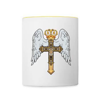 Croix céleste avec couronne - Mug contrasté - blanc/jaune - Devant